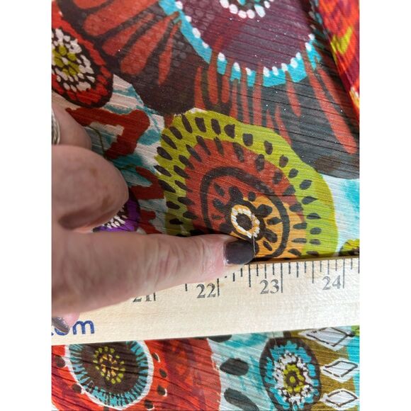 Susan Graver Boho Fall Floral Patchwork Top L Sheer Tunic Caftan Blouse - Picture 7 of 9